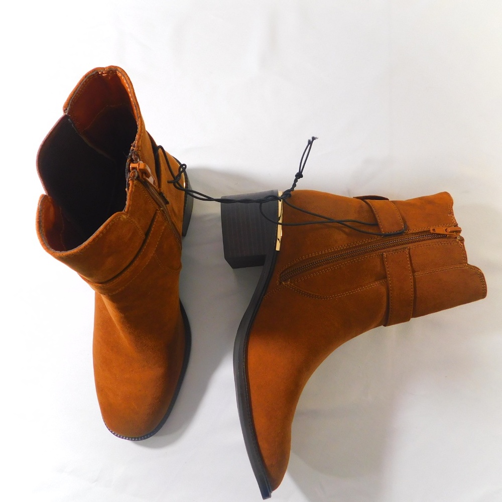 Liz Claiborne Brown Suede Buckle Ankle Boots – Size 8M - Picture 5 of 13